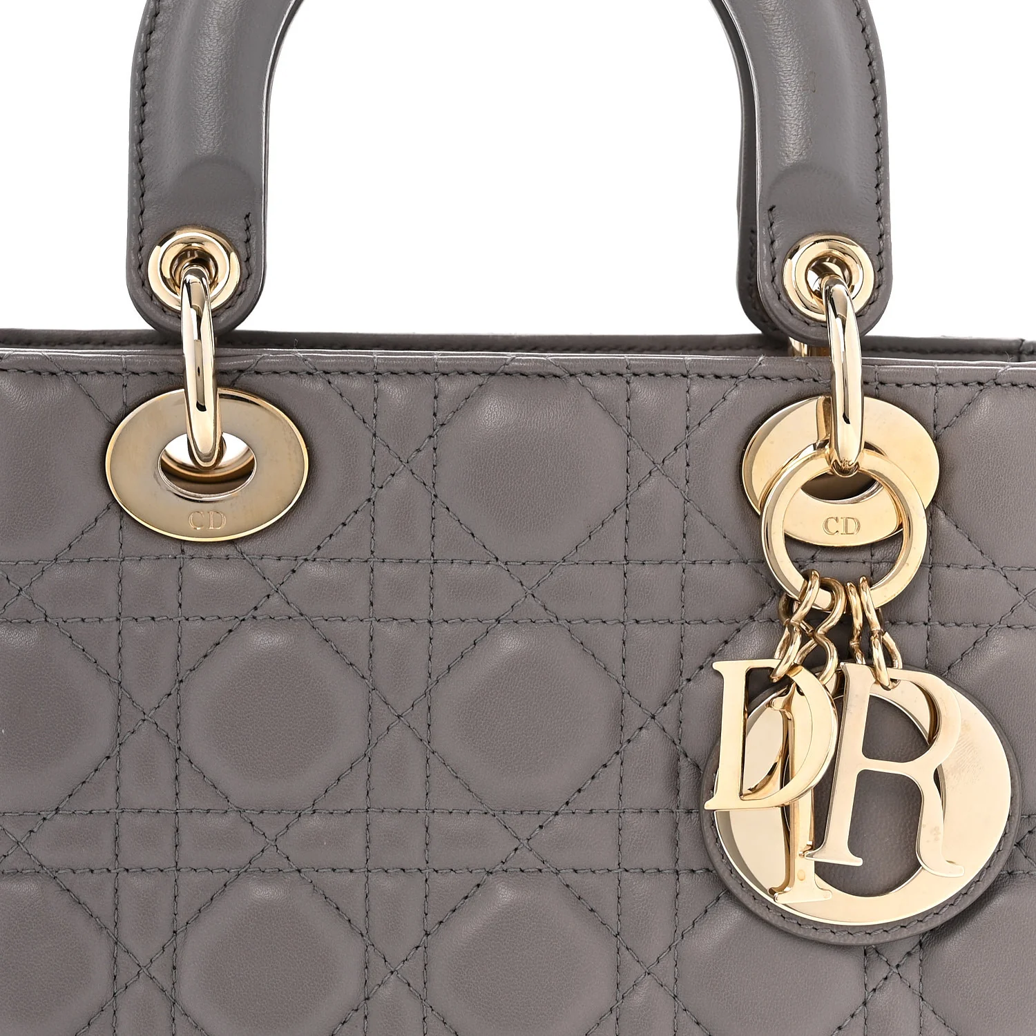 Lambskin Cannage Small Lady Dior Grey - Top Club