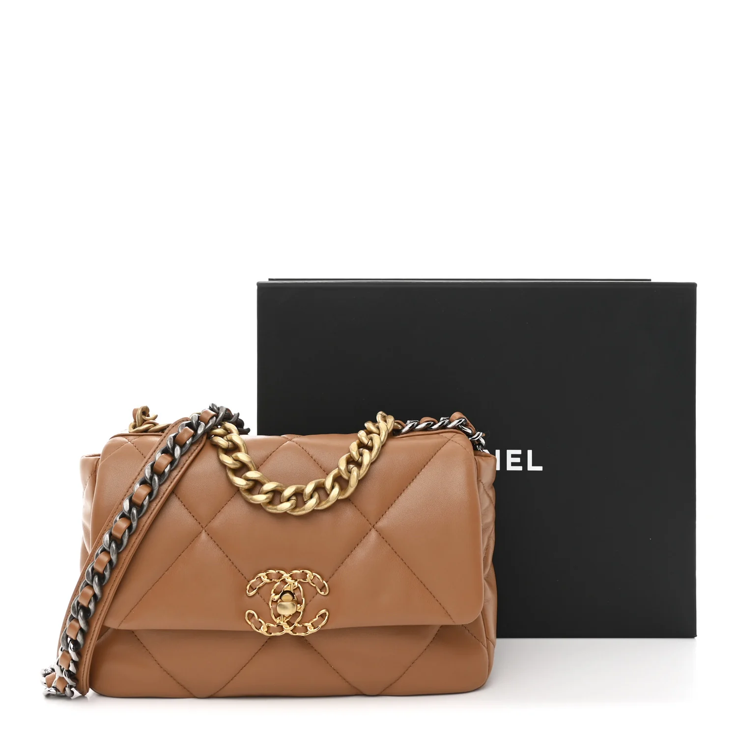 Lambskin Quilted Medium Chanel 19 Flap Brown - Top Club