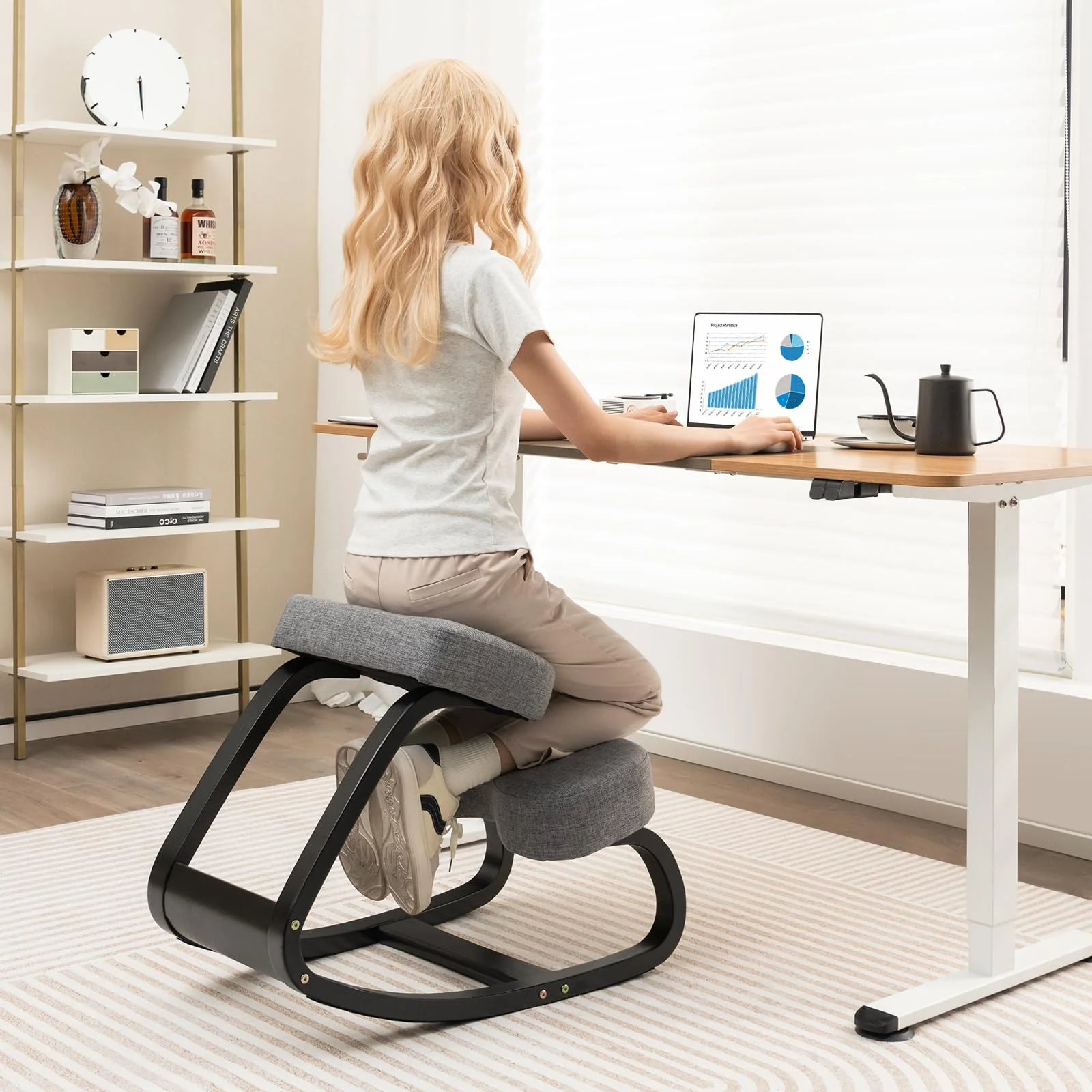BEFOUNDLOVELY Kneeling Chair, Posture Chair, Max Load 330 Lbs, Rocking Knee Chair with Soft Cushion