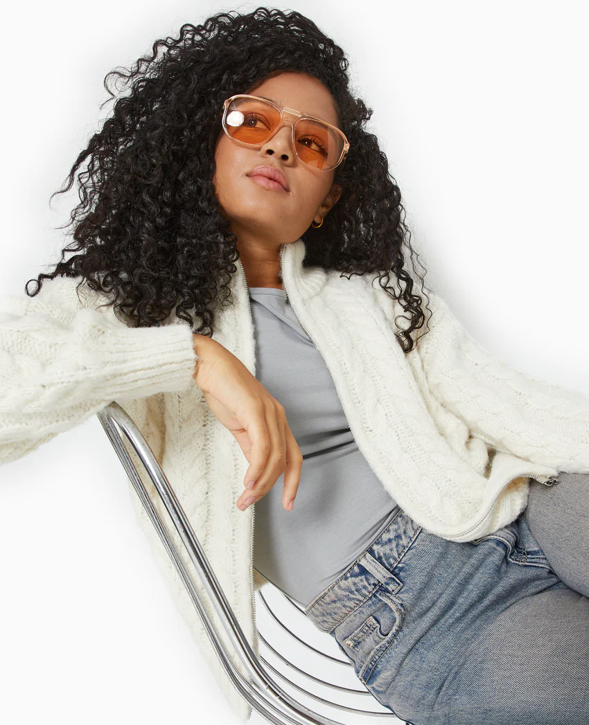 Pimkie Gilet zippé en maille torsadée