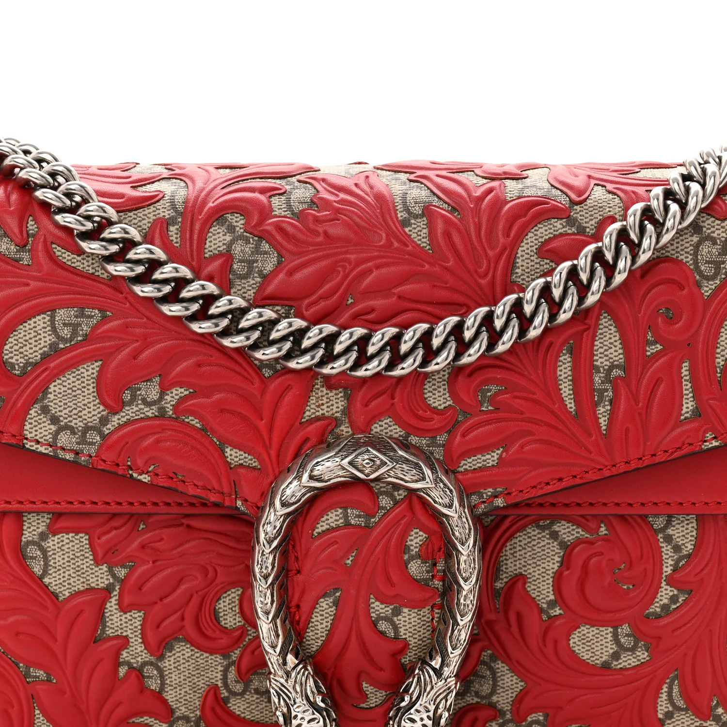 GG Supreme Monogram Arabesque Dionysus Shoulder Bag Hibiscus Red - Top Club