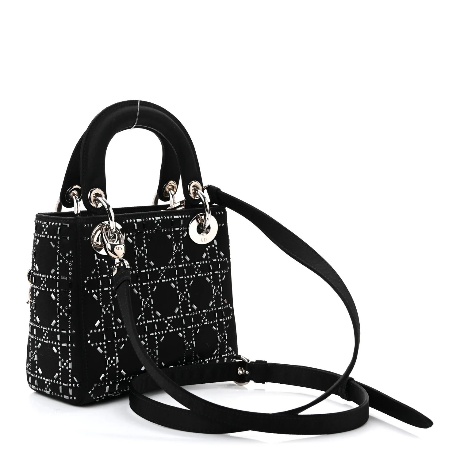 Satin Crystal Cannage Mini Lady Dior Black - Top Club