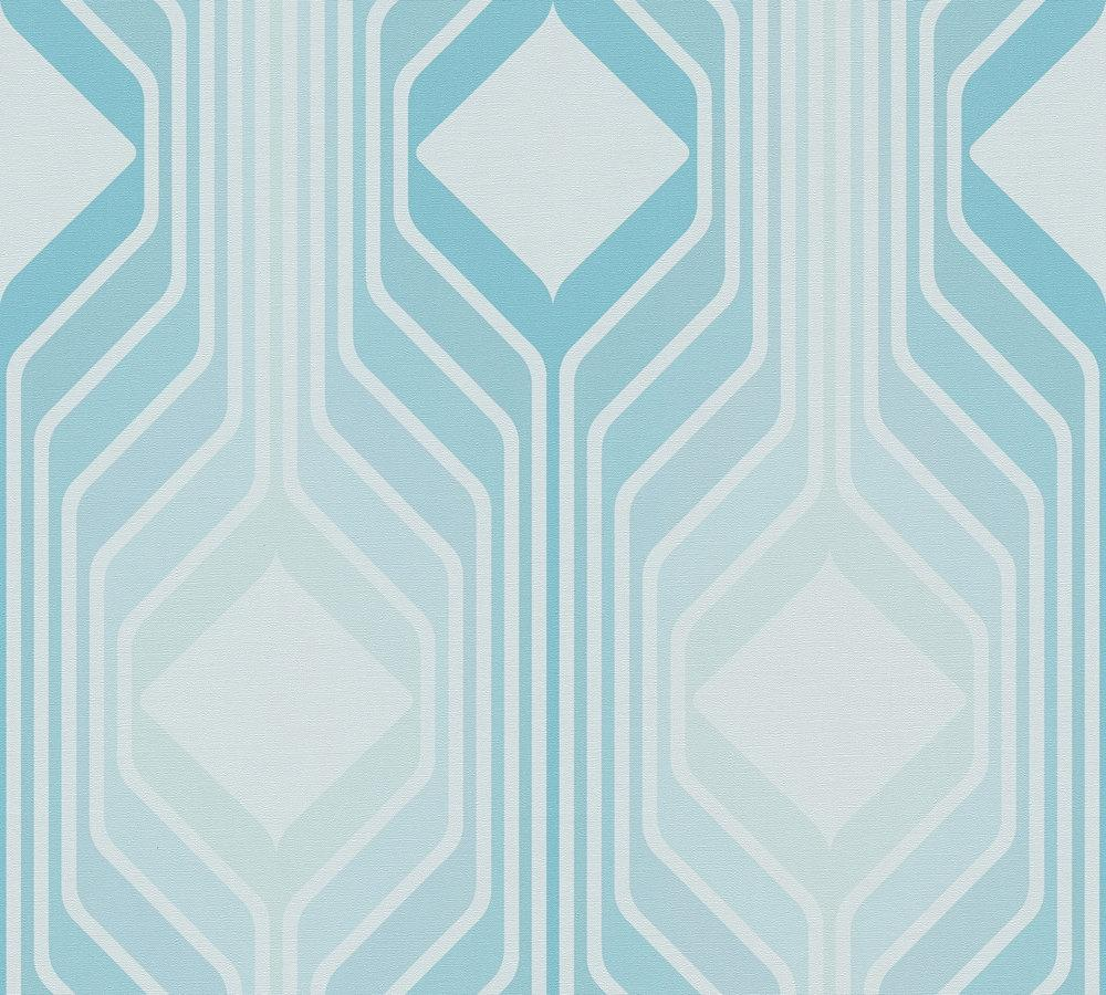 Vliesbehang ruitpatroon – blauw, lichtblauw, turquoise Ruitpatroon op retro vliesbehang – blauw, lichtblauw, turquoise #1