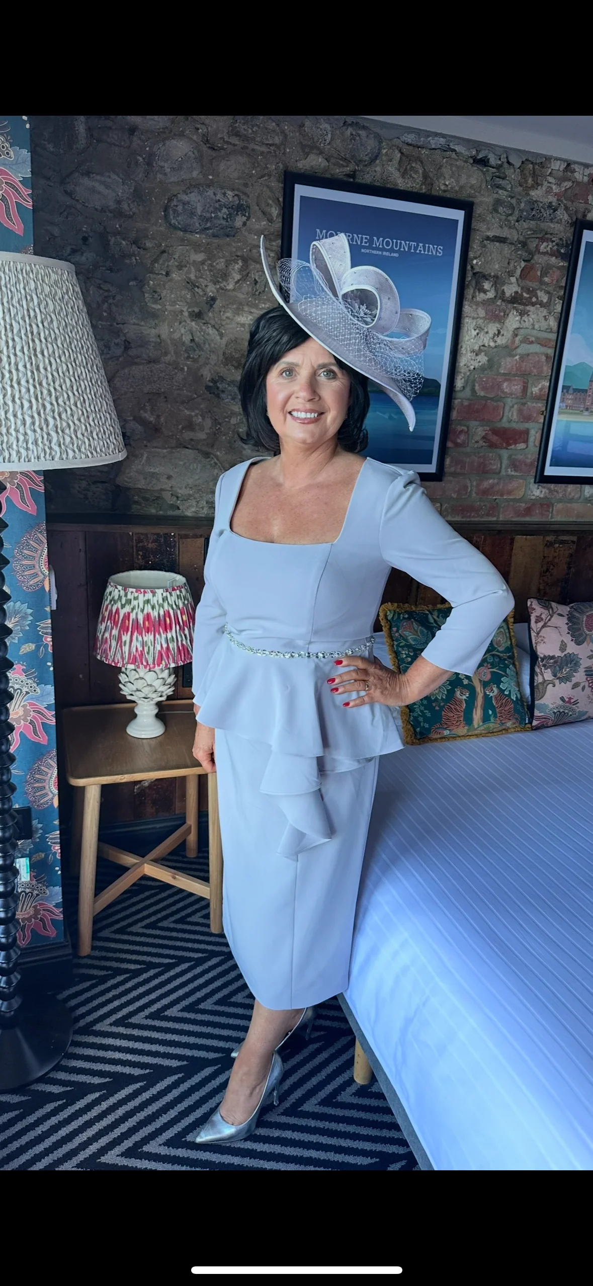 Silver Square Neck Diamonte Belt Midi Dress