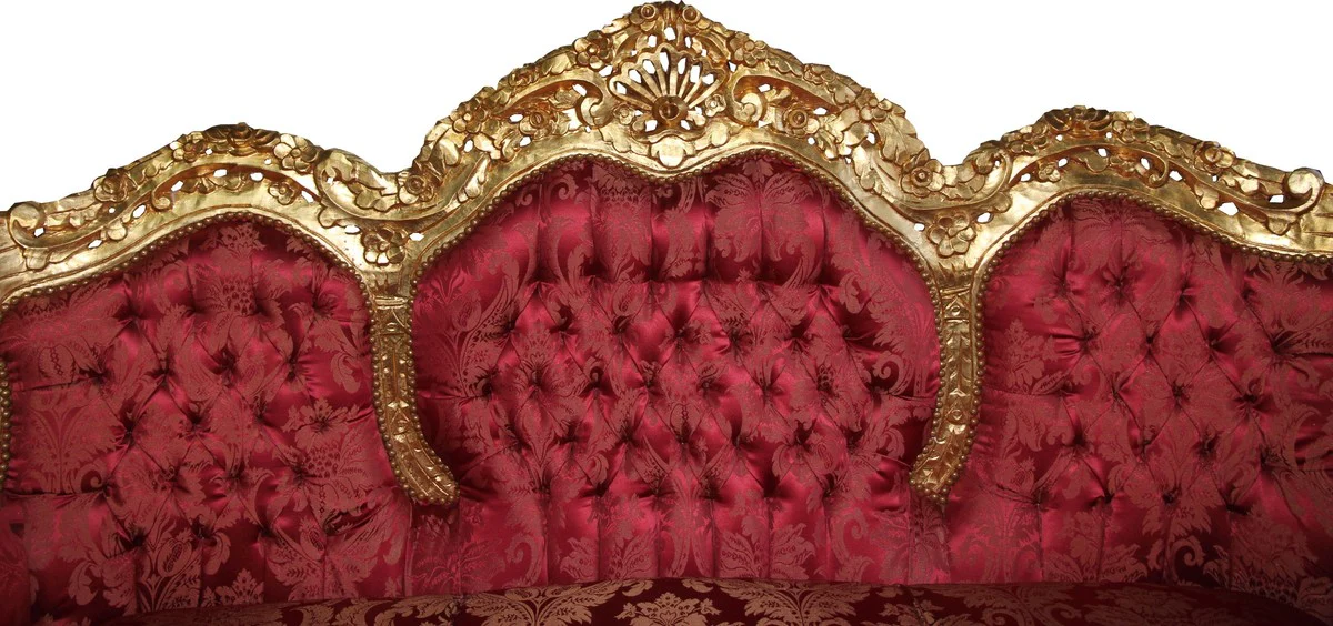 Baroque 3-seater sofa Lord Bordeaux red / gold 184 x 81 x H. 125 cm - Handcrafted living room sofa with elegant pattern - Baroque furniture
