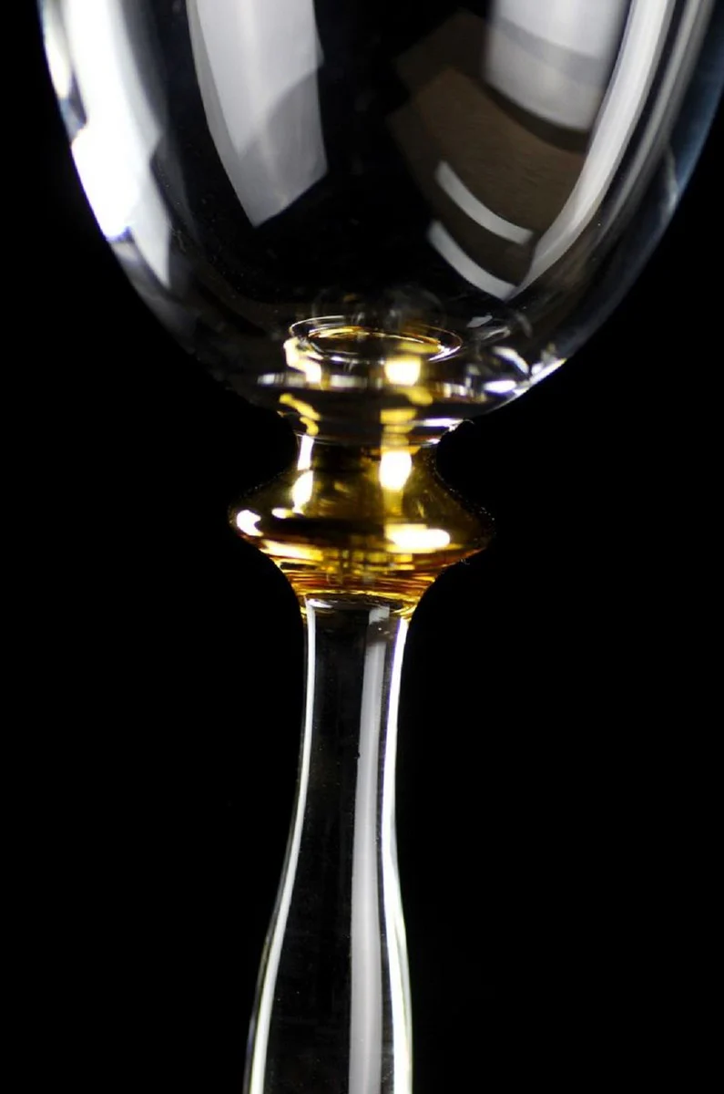 Luxury Baroque wine glass set of 6 gold Ø 8 x H. 20 cm - handmade and hand-engraved wine glasses - hotel & restaurant accessories - luxury quality