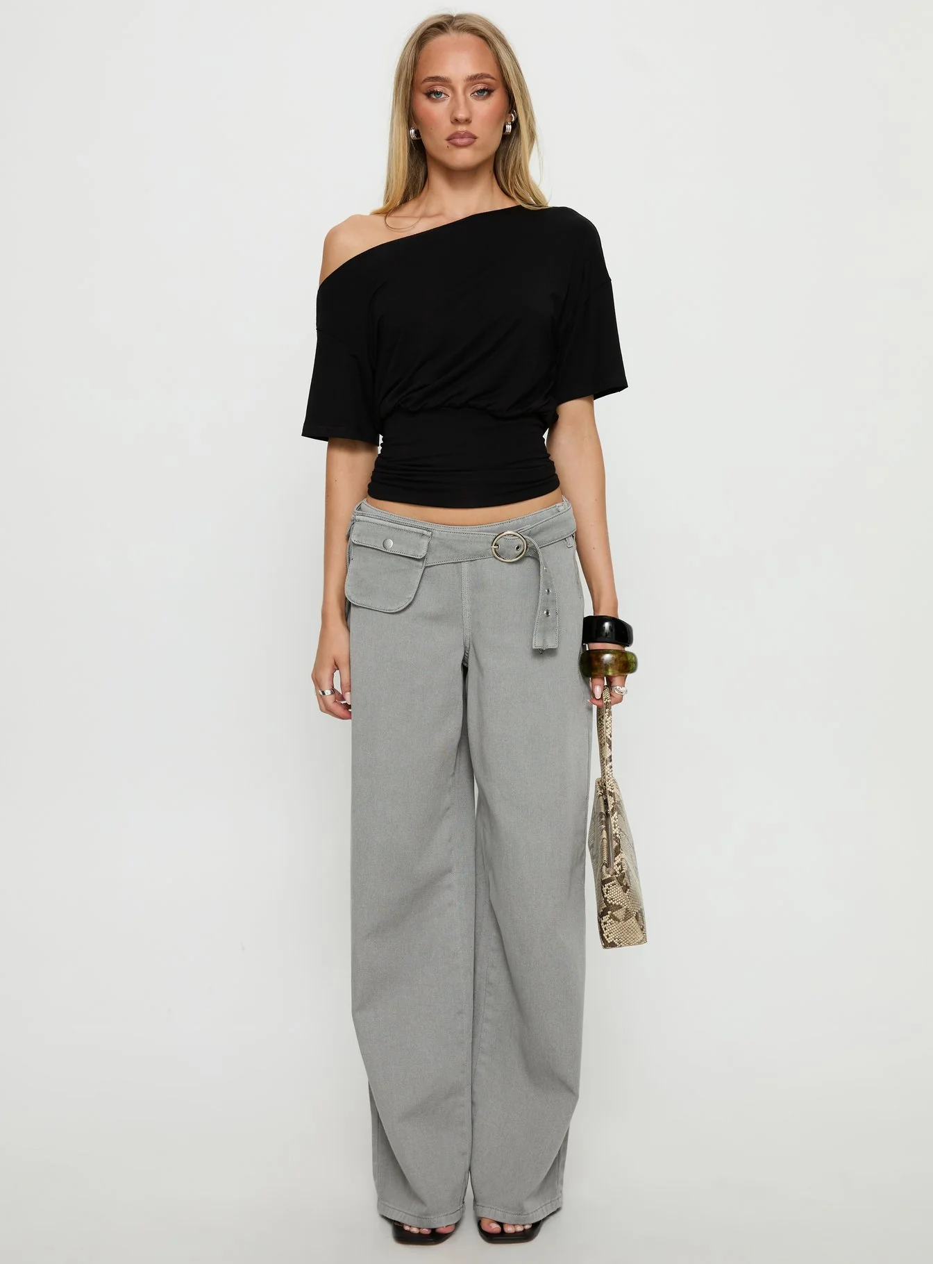 Ashlinn Off Shoulder Drapey Top Black