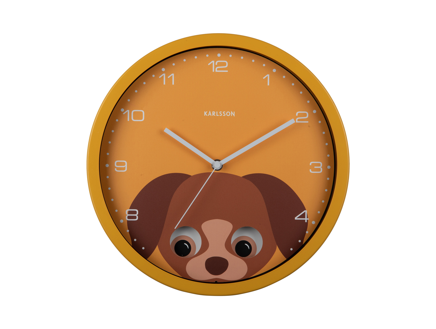 Wall clock Peekaboo Dog yellow