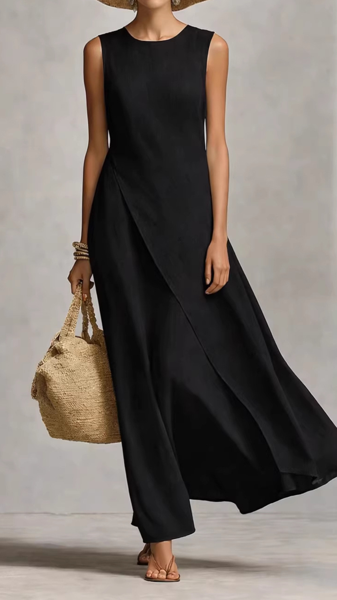 Sleeveless asymmetrical hem cotton-linen blend dress - Nordfashionstorm - Women's Clothing, Fashion for You - Nordfashionstorm.com