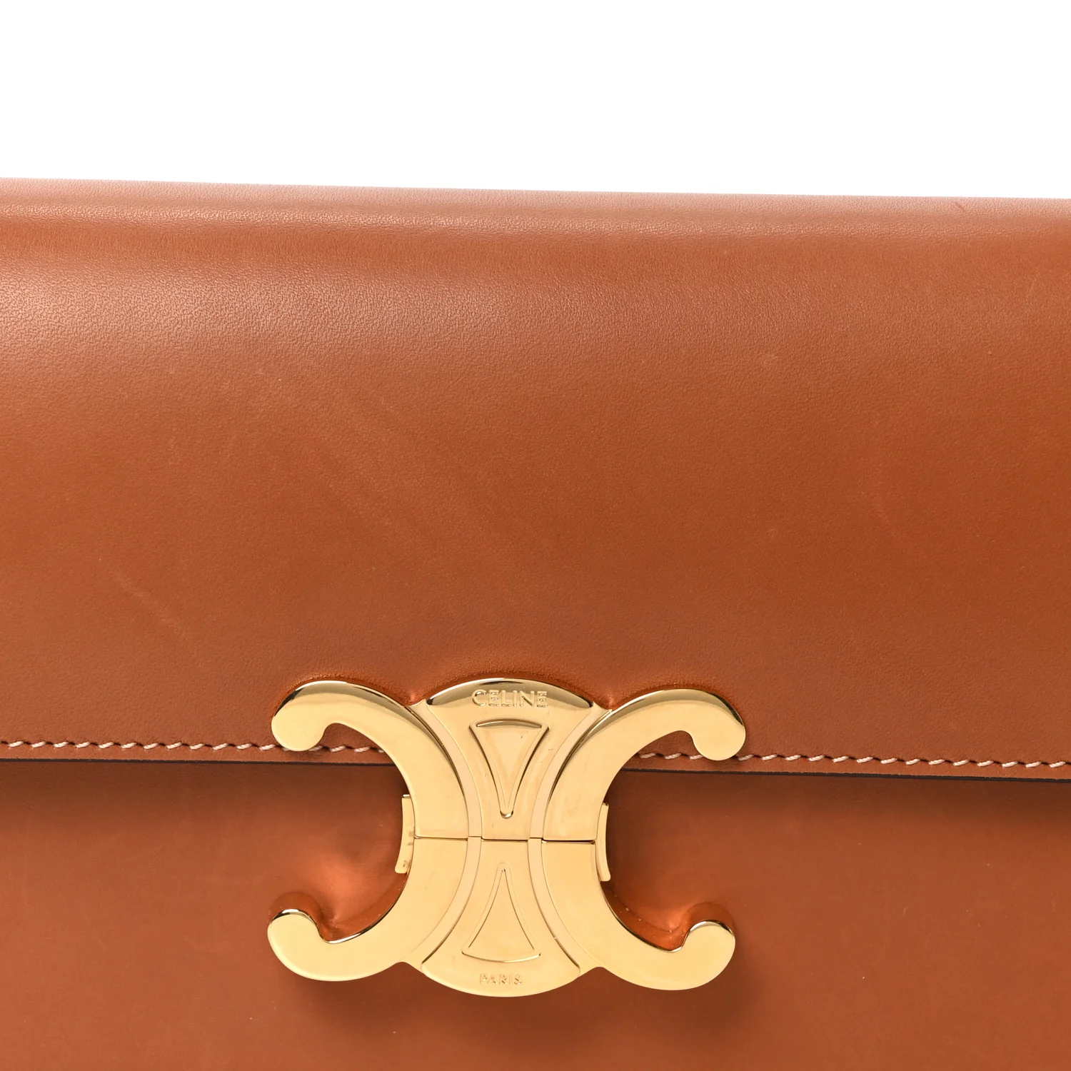 Natural Calfskin Triomphe Shoulder Bag Tan - Top Club