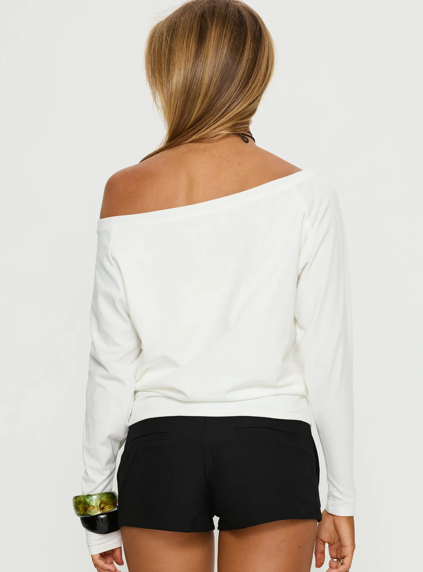 Icon Baby Off Shoulder Long Sleeve Top White