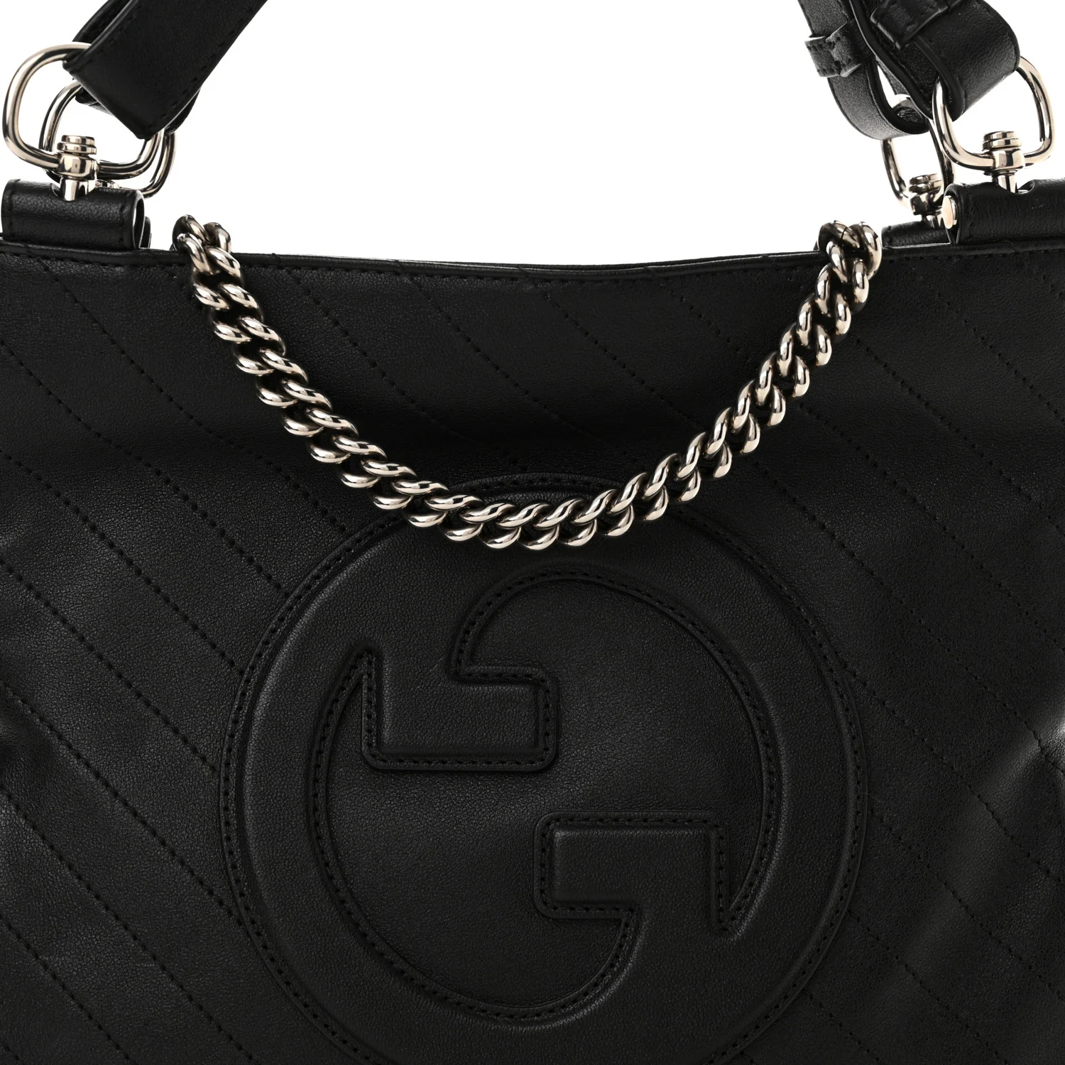 Sakai Be Green Calfskin Diagonal Stitched Small Blondie Tote Black - Top Club