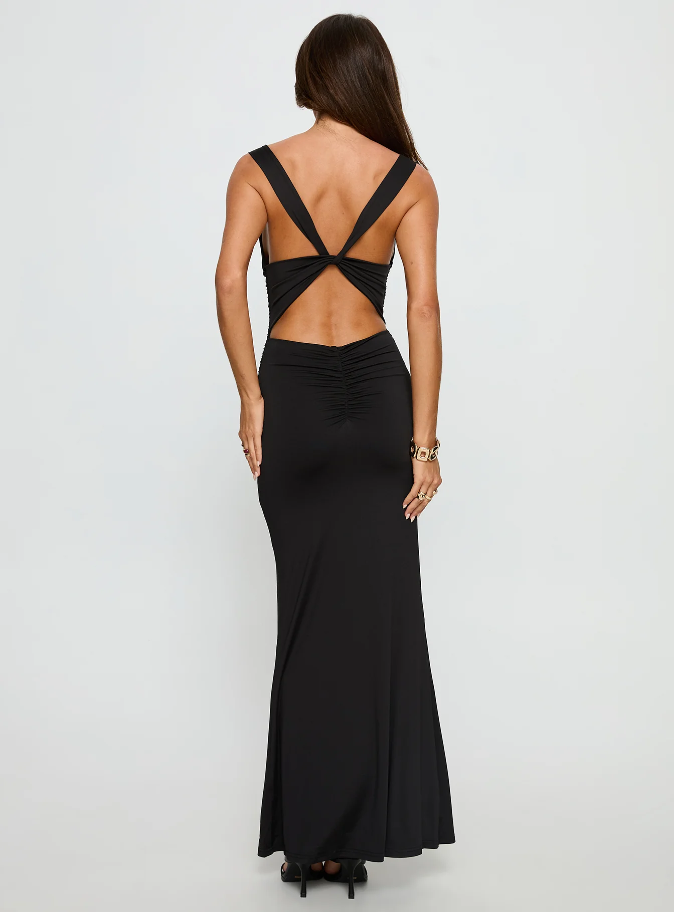 Yakira Halter Cut Out Maxi Dress Black