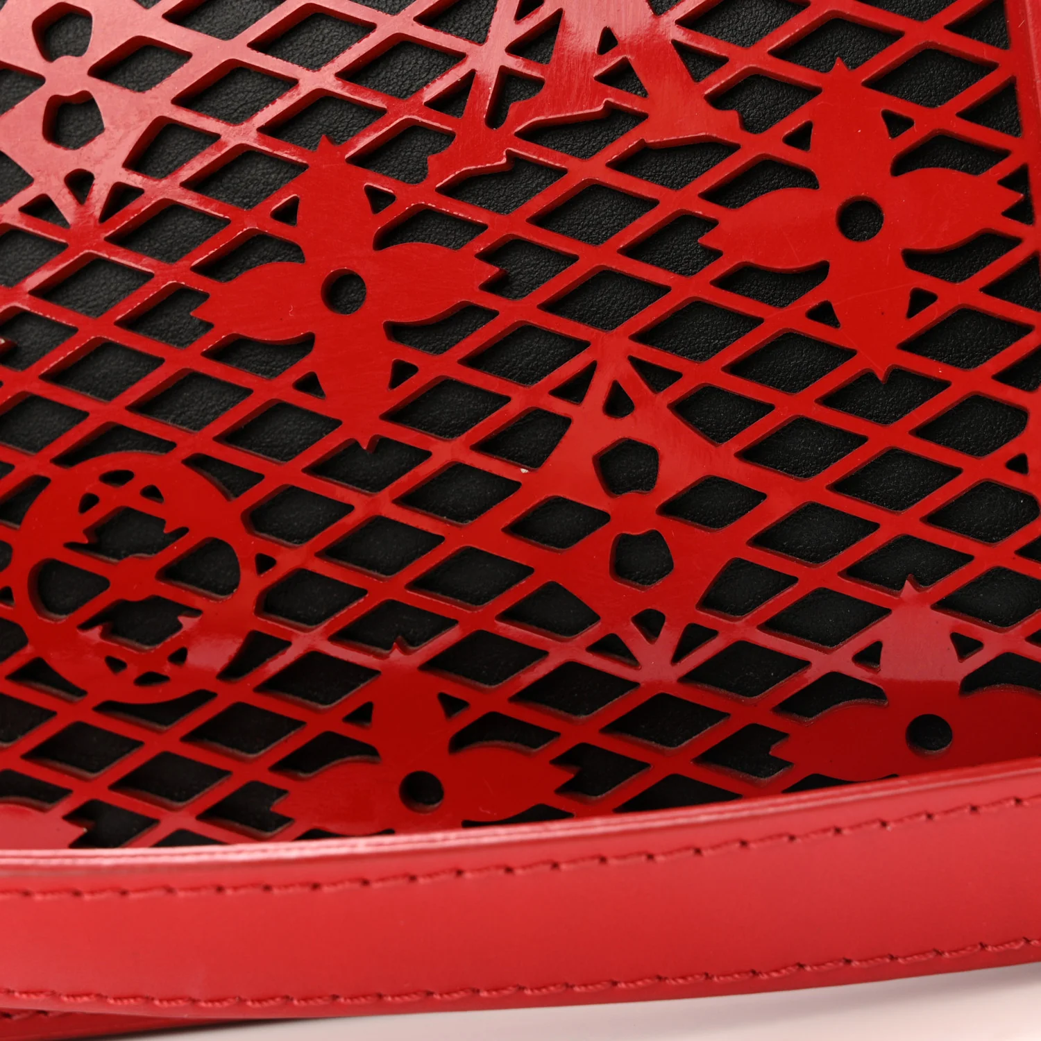 Patent Calfskin Monogram Lace Dauphine Mini Red - Top Club