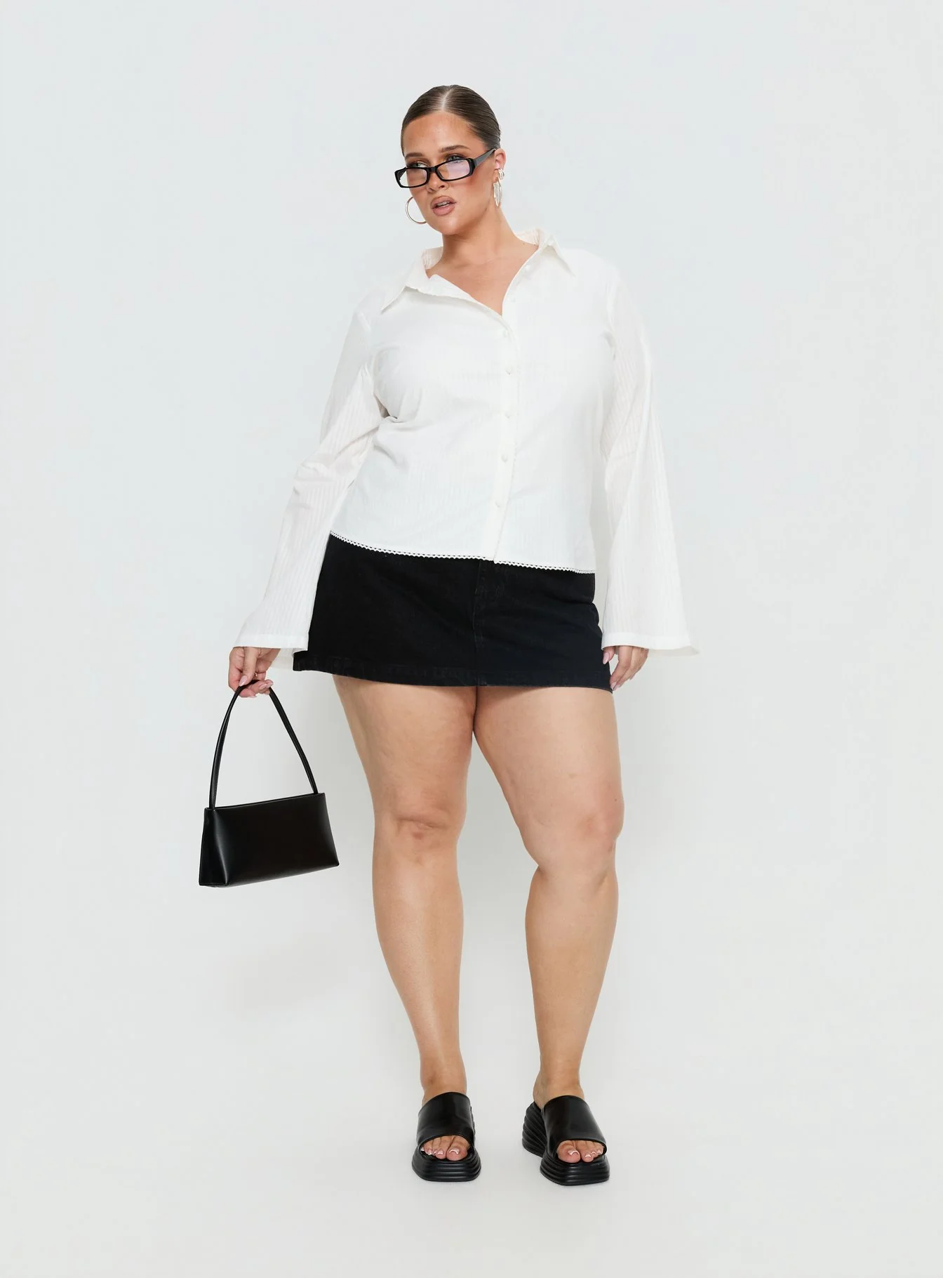 Emersonne Button Up Top White Curve