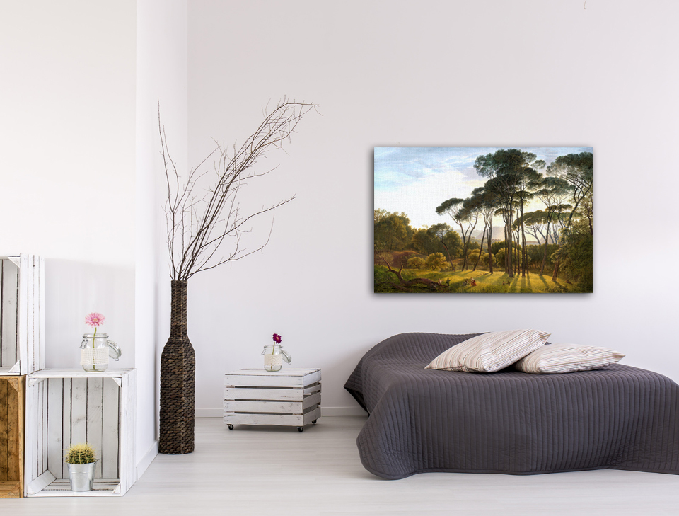 Landschap met parasoldennen - Print op plexiglas 120 x 80 cm