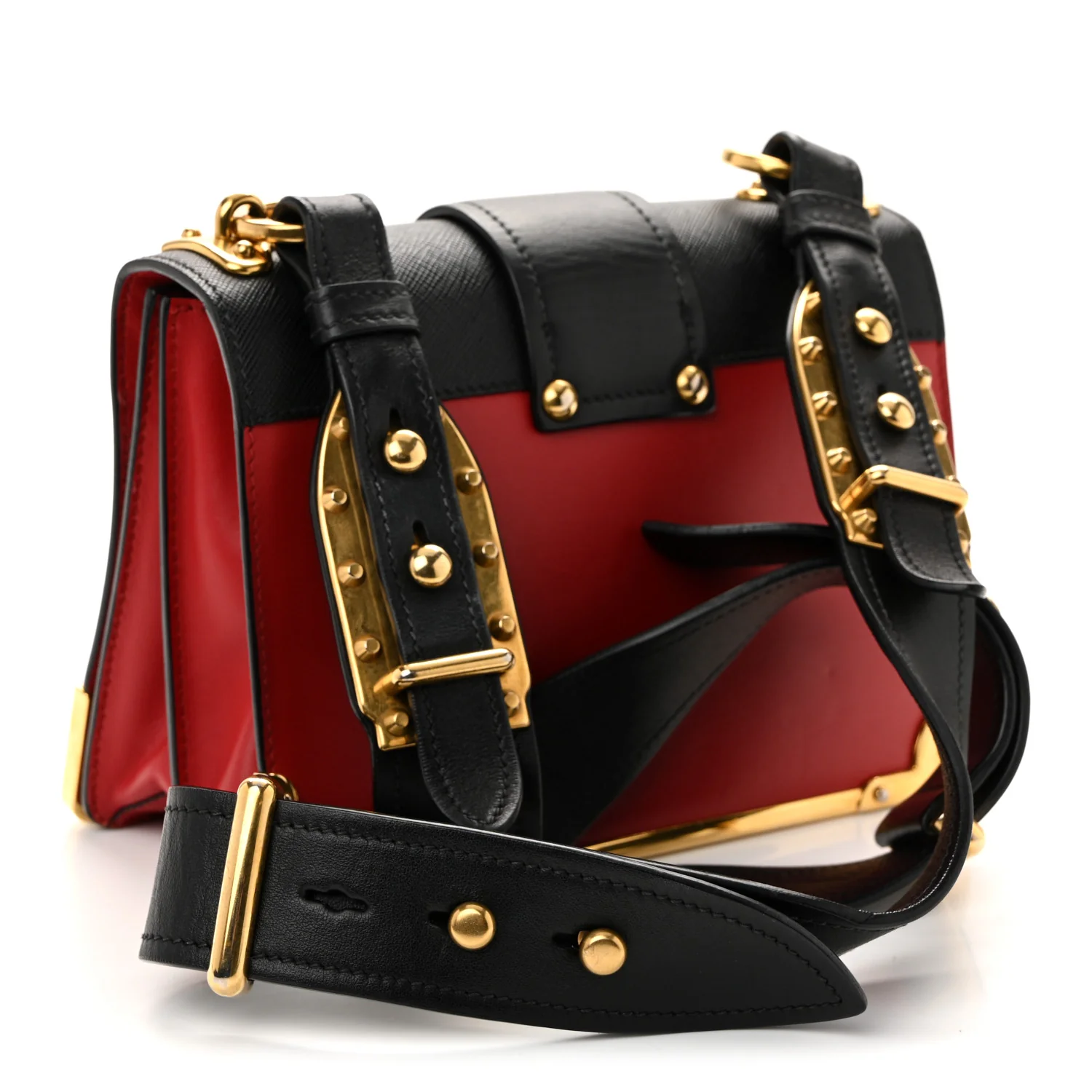 City Calfskin Saffiano Cahier Bag Fuoco Black - Top Club
