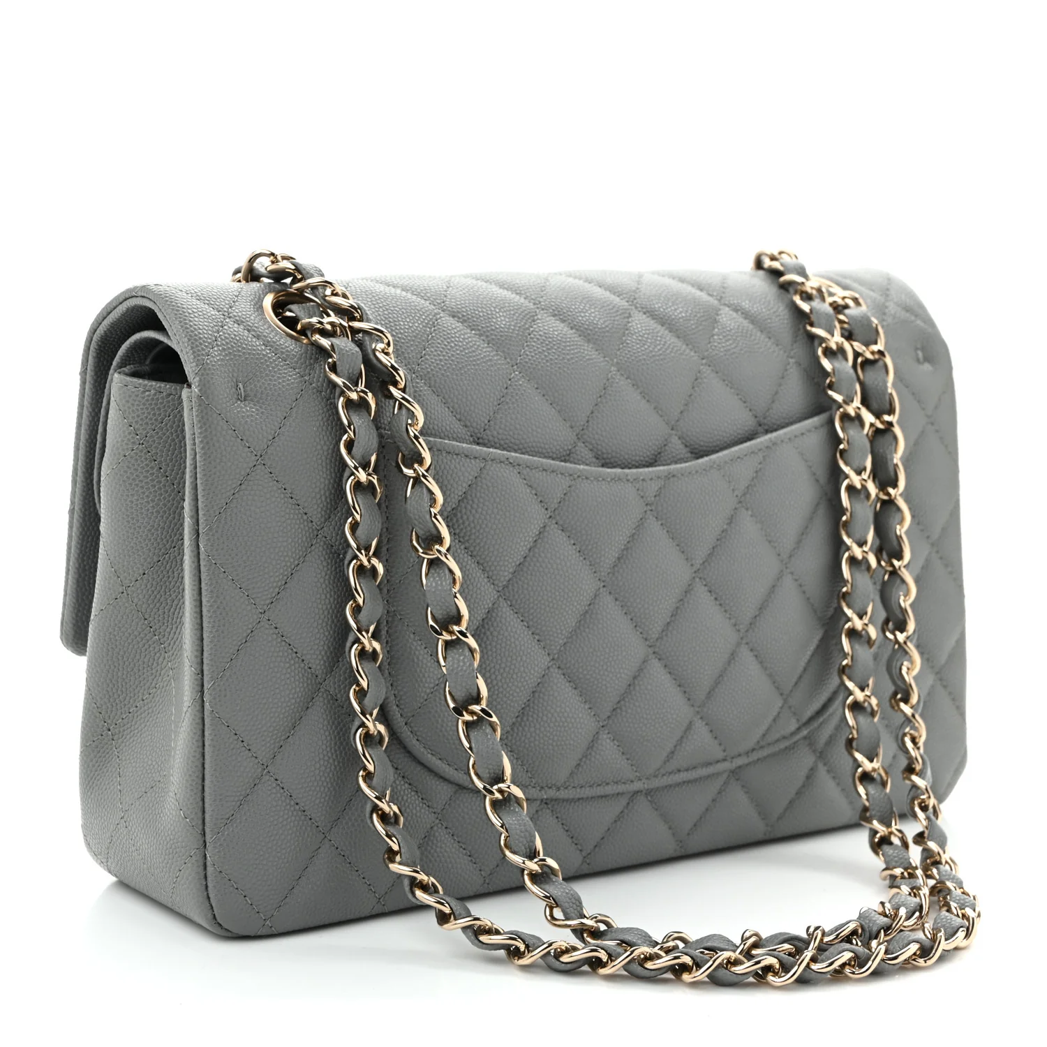 Caviar Quilted Medium Double Flap Grey - Top Club