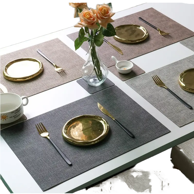 Set 4 PU Leather Rectangle Placemats