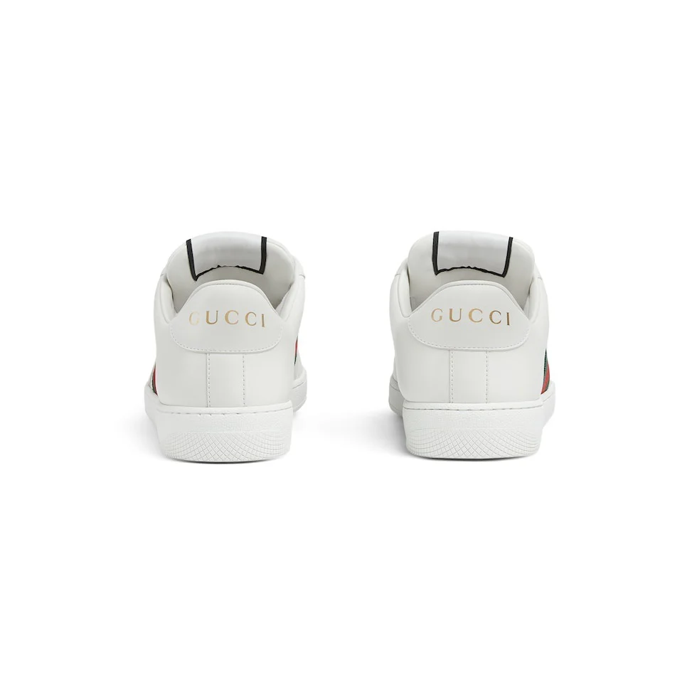 Gucci Unisex Classic Web Stripe White Leather Sneakers - Sneaker Replica Workshop
