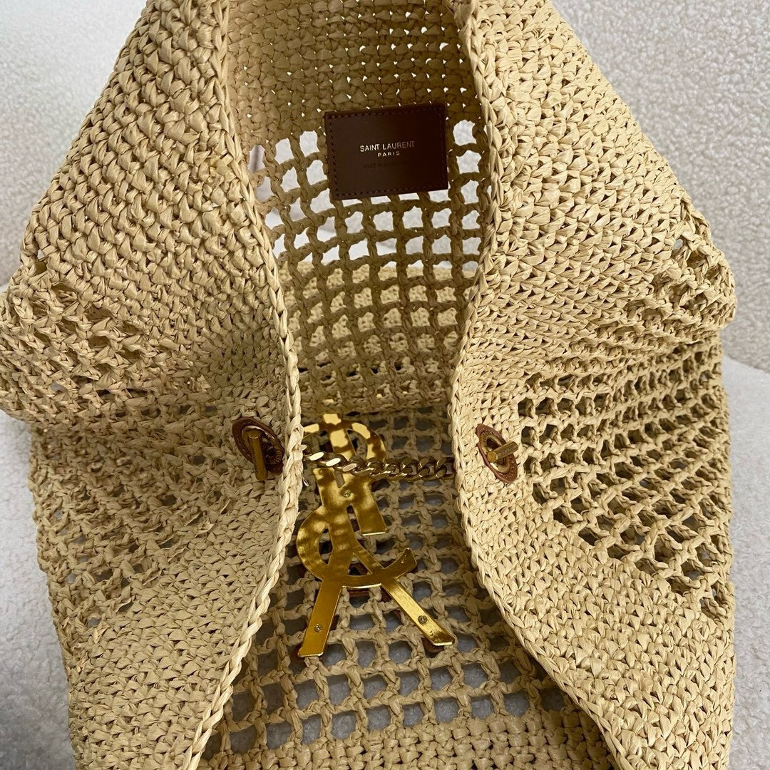 SAINT LAURENT YSL Raffia Icare Tote Bag - Top Club