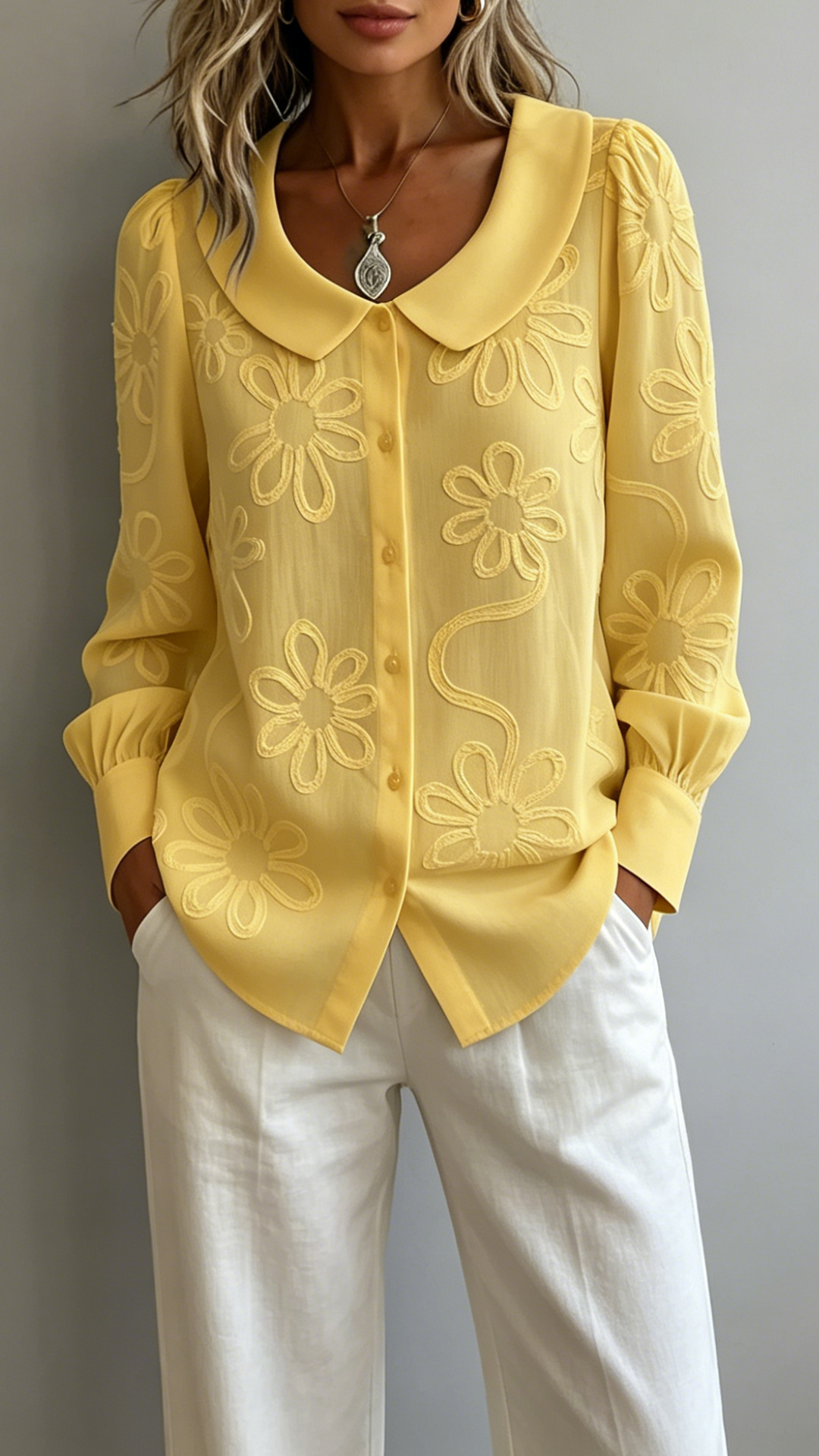 Women's Doll Collar Printed Polyester Blouse - Nordfashionstorm - Women's Clothing, Fashion for You - Nordfashionstorm.com