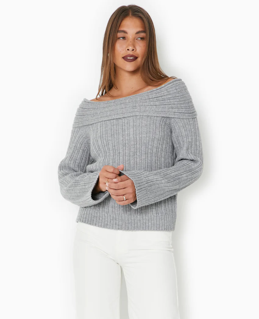 Pimkie Pull en maille côtelée avec encolure Bardot