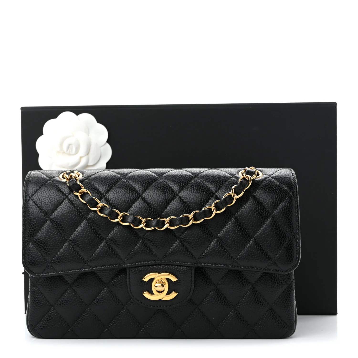 Caviar Quilted Small Double Flap Black - Top Club