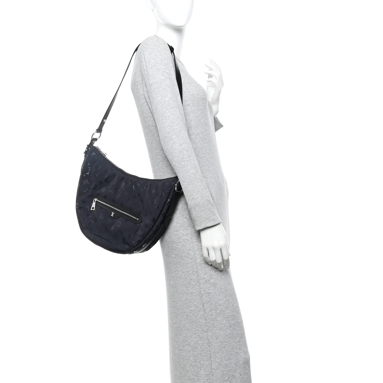 Nylon Monogram Loop Pocket Hobo Polar Night