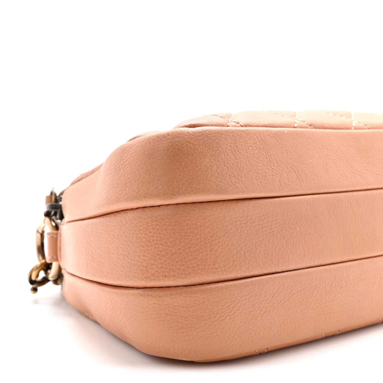 Calfskin Quilted Crown CC Double Zip Bag Beige - Top Club