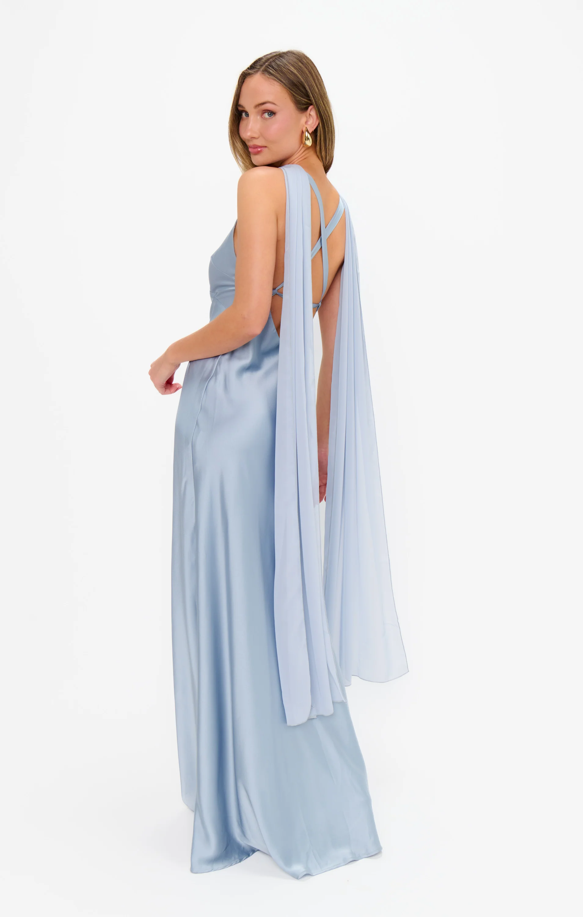 Soiree Shawl ~ Steel Blue Chiffon