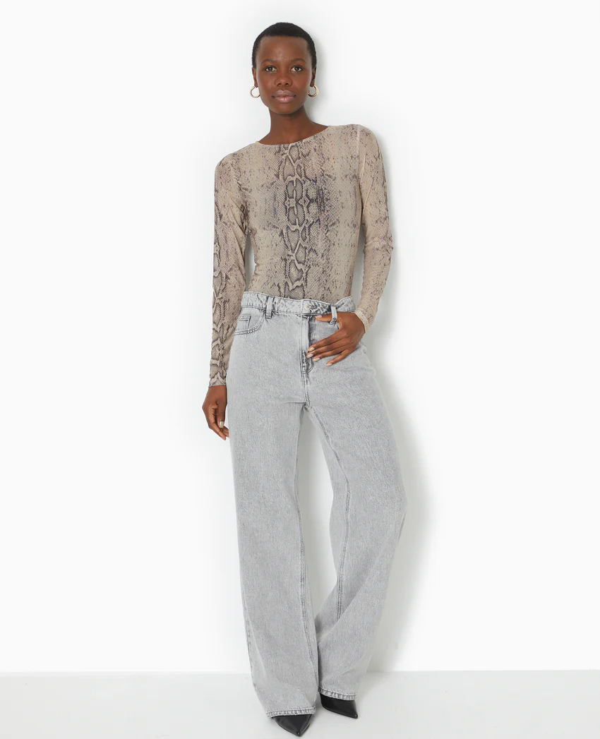 Pimkie Top manches longues en résille motif python