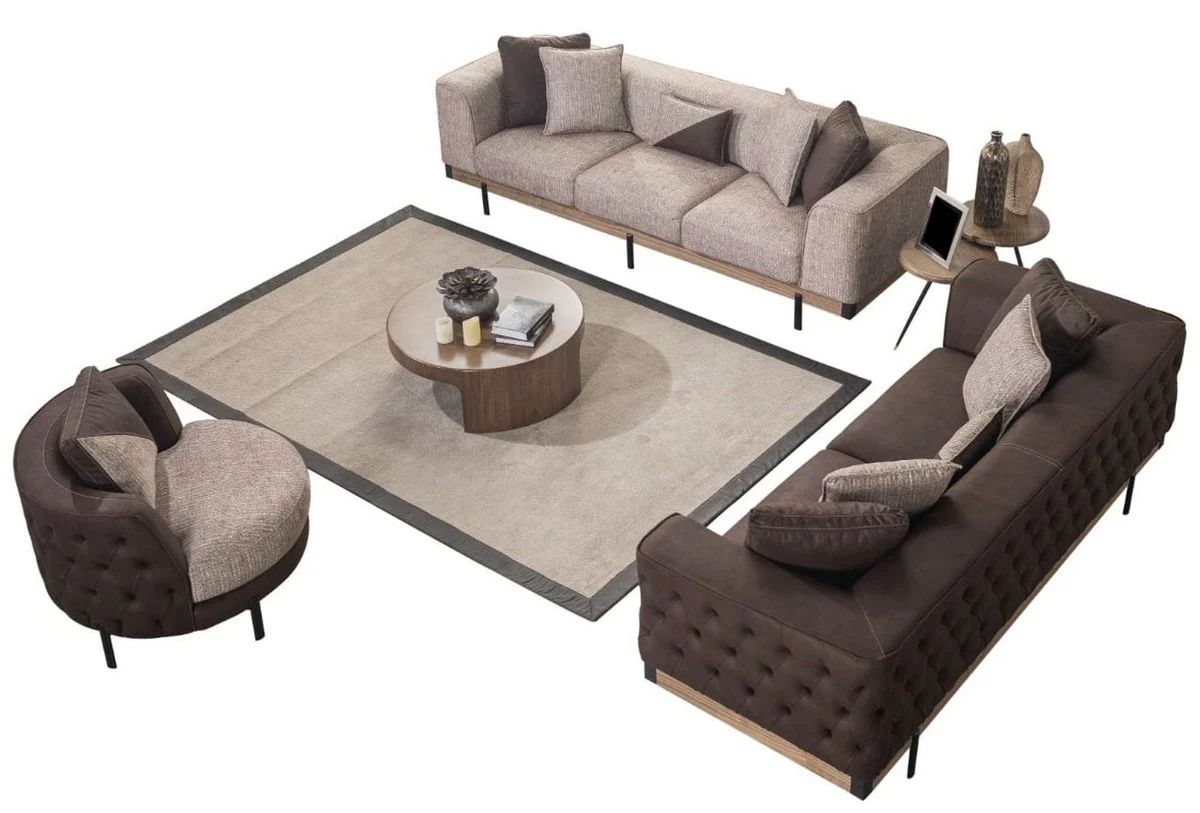 Luxury 4-seater sofa gray / brown / black 270 x 96 x H. 75 cm - living room sofa - hotel sofa - living room furniture - hotel furniture - luxury furniture - luxury furnishings - living room furnishings