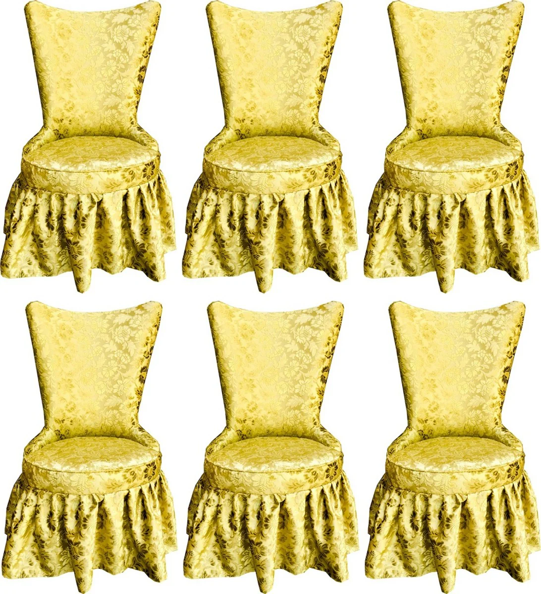Pompöös by Luxury Baroque Castle Dining Room Chairs Gold Bouquet Pattern / Gold - Pompöös Baroque Chairs designed by Harald Glööckler - 6 Dining Room Chairs - Baroque Furniture