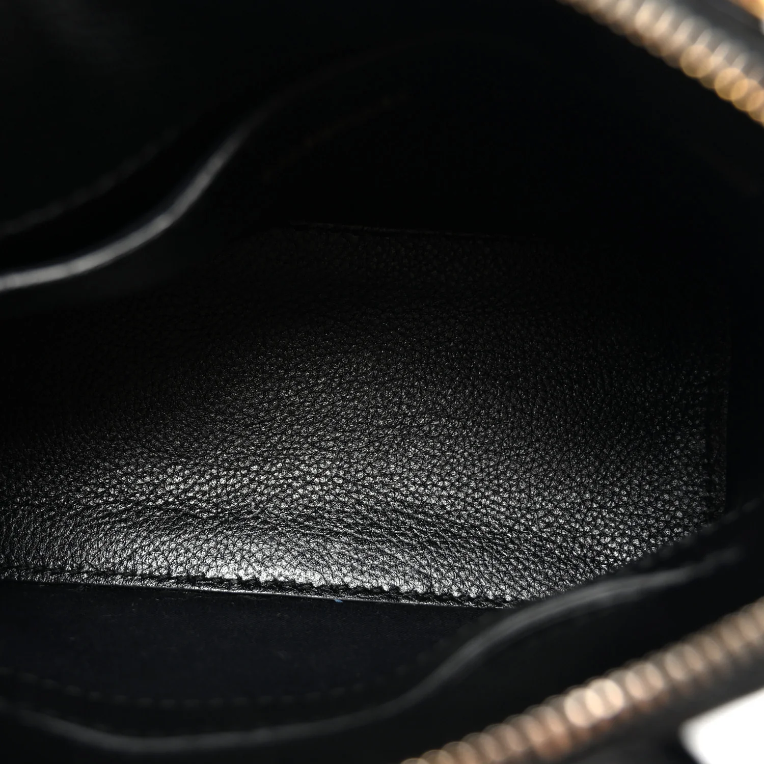 Signature Grained Calfskin Logo XXS Ville Top Handle Bag Black White - Top Club