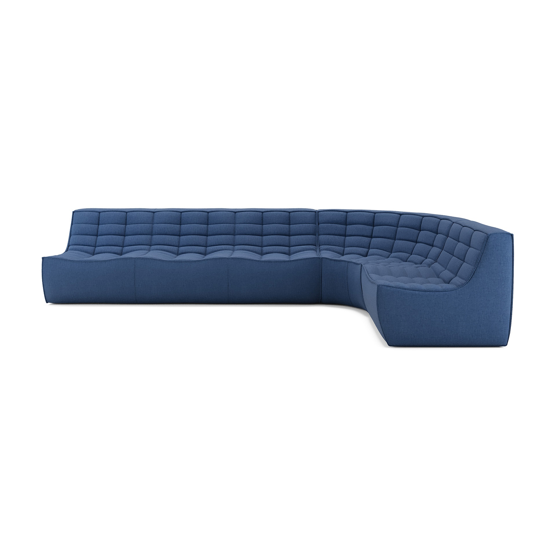 Modulaire bank N701 blue set 1 + 3 seat, 90° ronde hoek