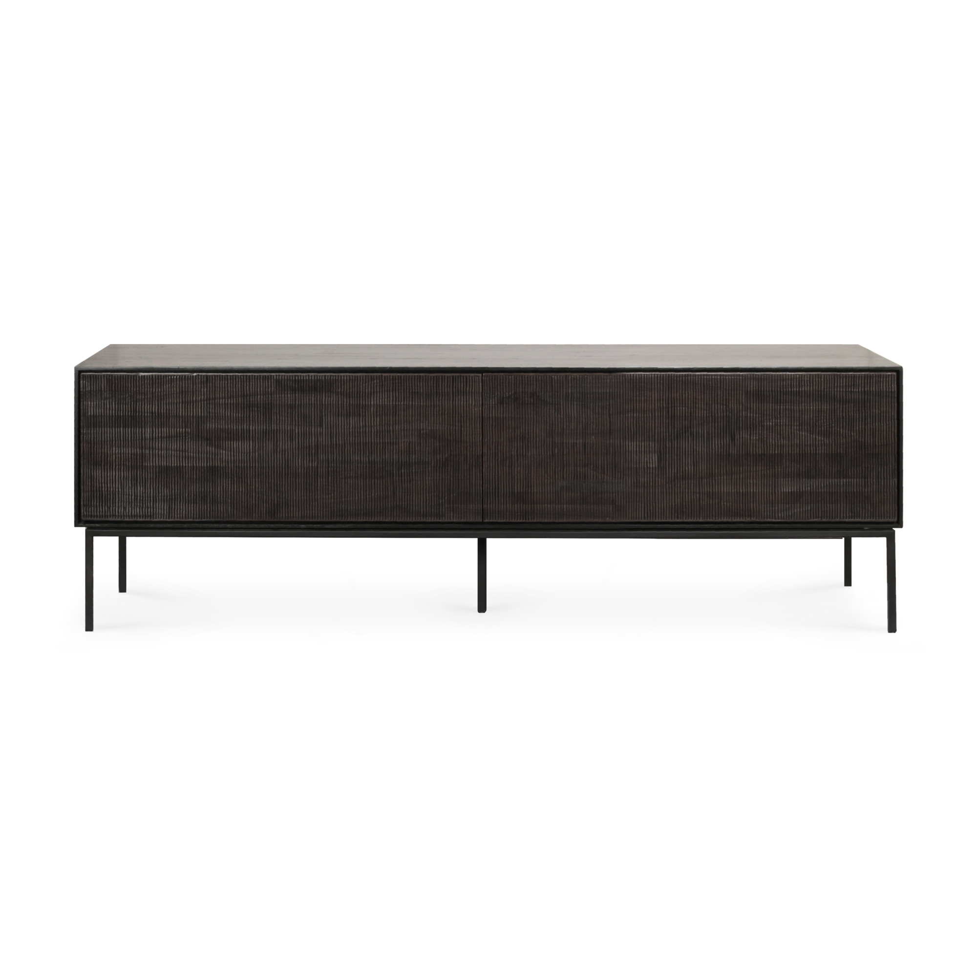 Tv-meubel Grooves teak zwart/bruin 162 cm