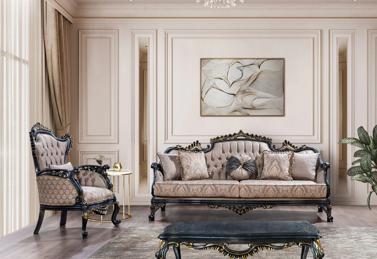 Luxury Baroque Coffee Table Blue / Gold - Handmade Baroque Style Living Room Table - Baroque Style Living Room Furniture - Baroque Furniture - Luxury Furniture in Baroque Style - Noble & Magnificent