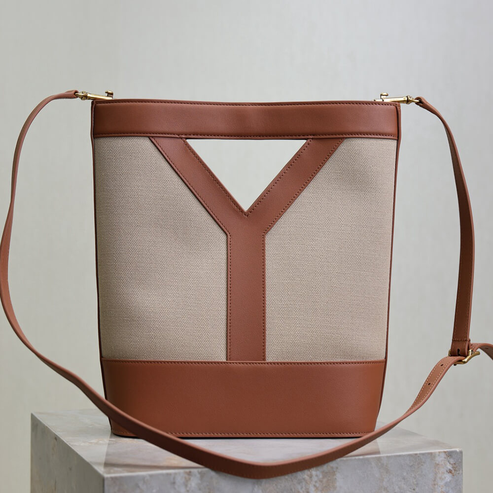 YSL Y small bucket in canvas and leather(HIGH-END GRADE) - Top Club