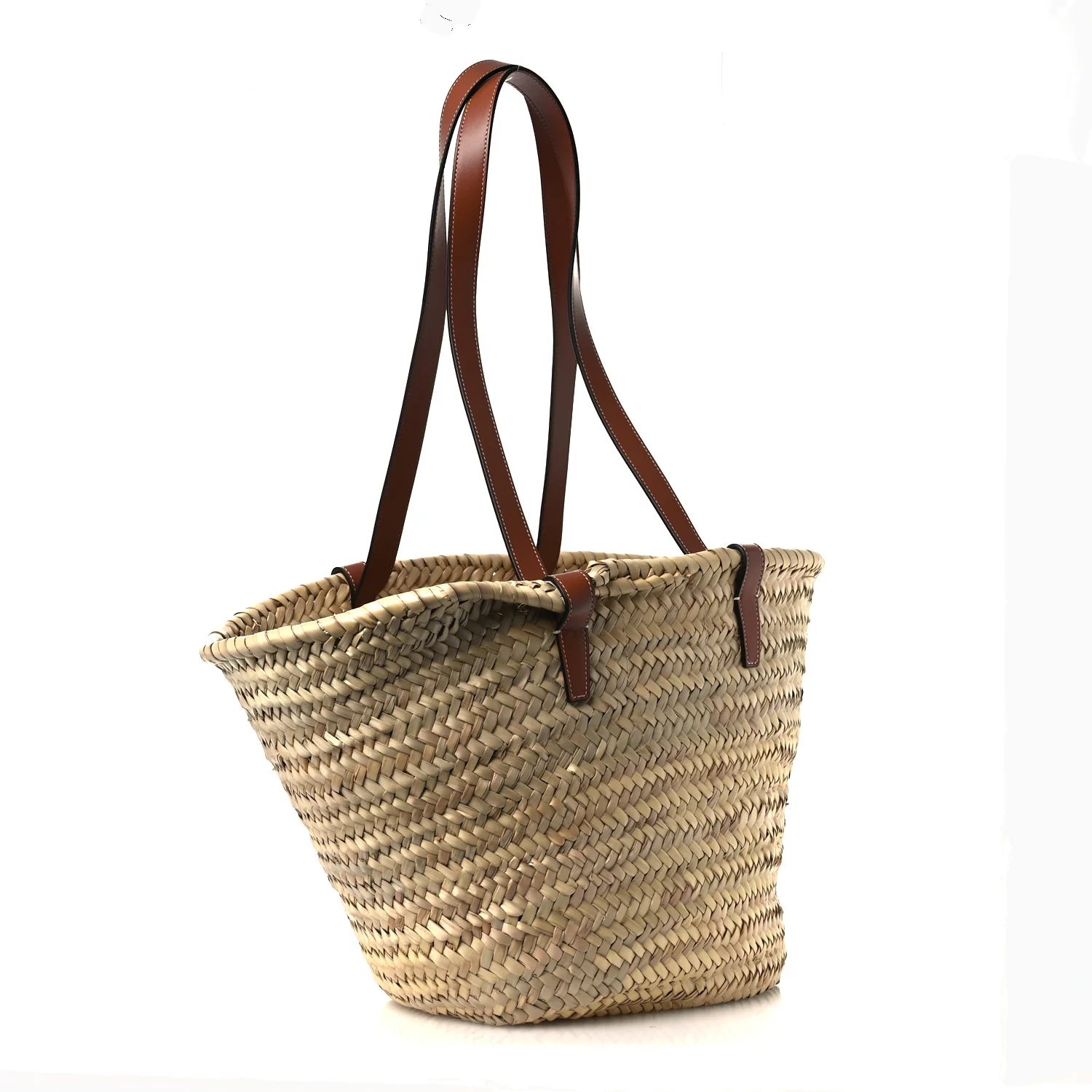 Raffia Calfskin Triomphe Medium Panier Tan - Top Club