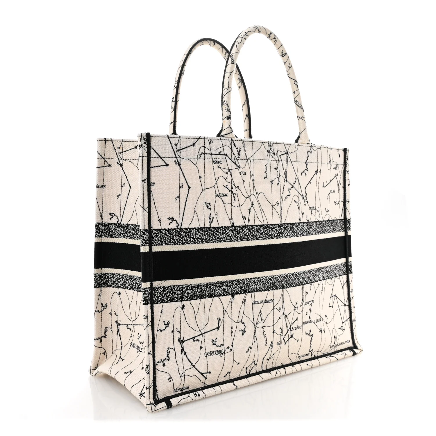 Canvas Embroidered Zodiac Book Tote Latte Multicolor - Top Club