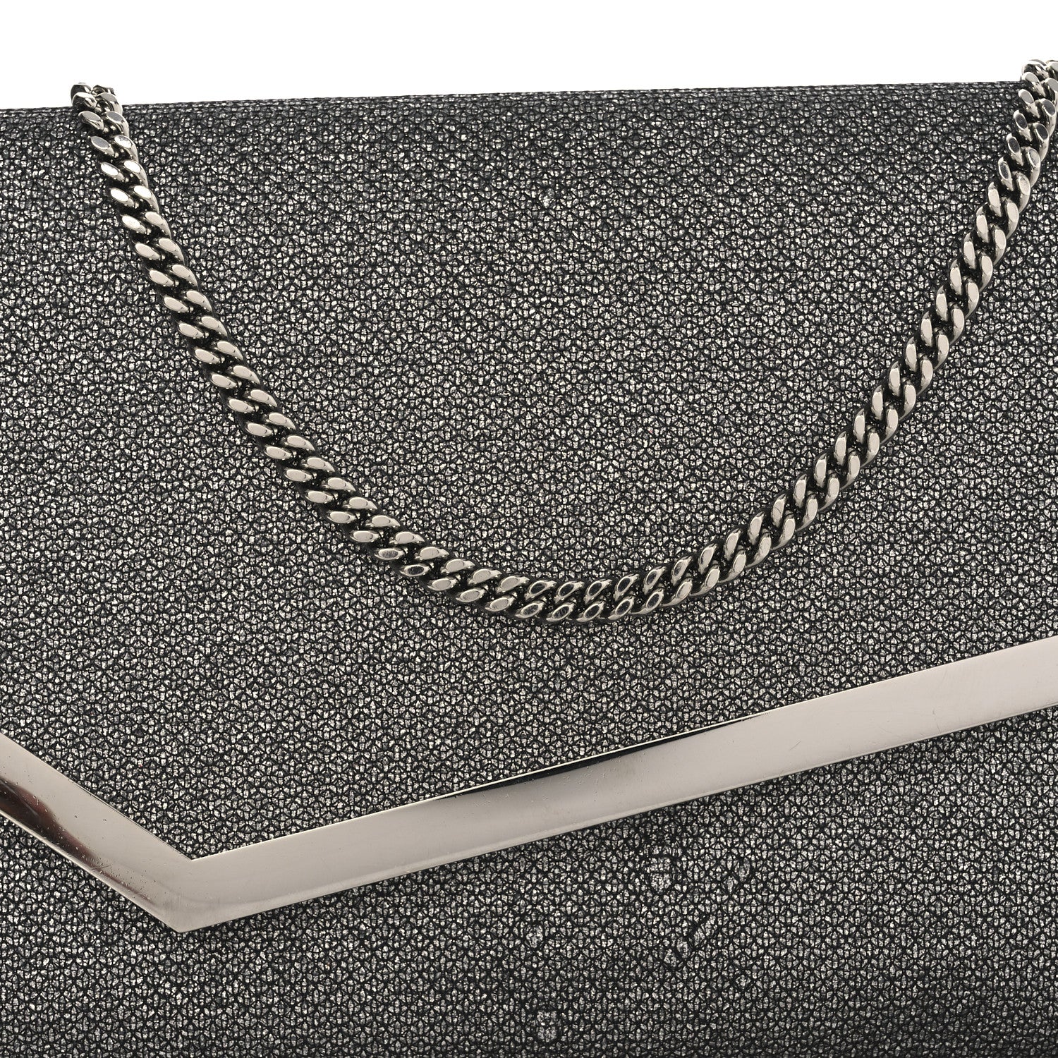 Glitter Fabric Erica Chain Clutch  Anthracite - Top Club