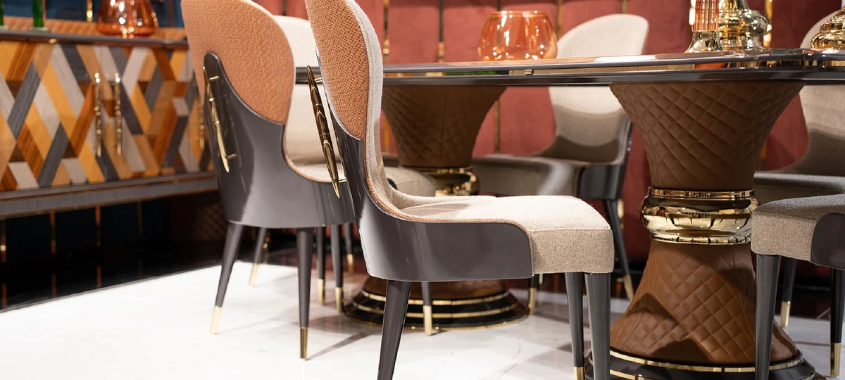Luxury Art Deco Dining Room Set - Dining Table & 8 Chairs