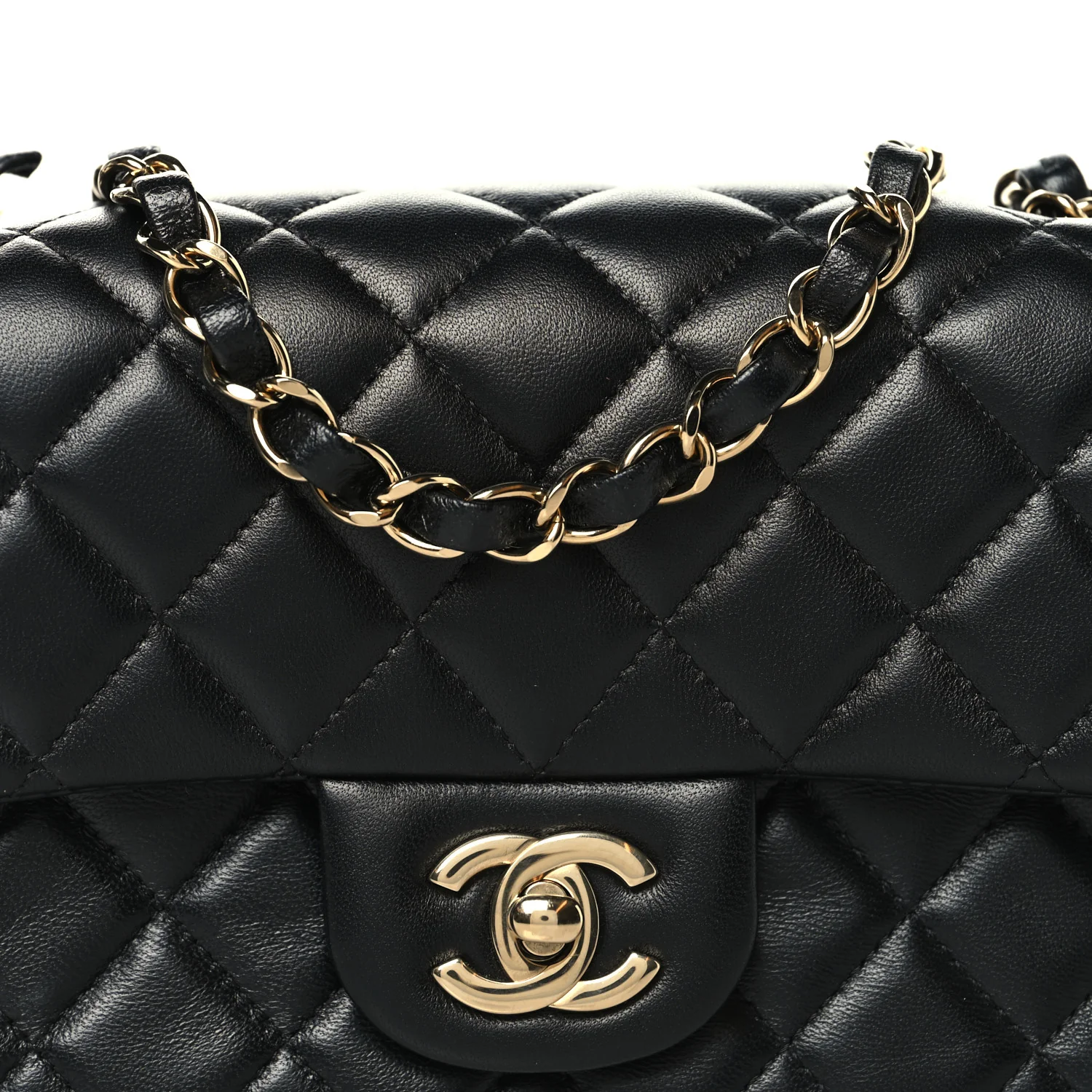 Lambskin Quilted Mini Rectangular Flap Black - Top Club