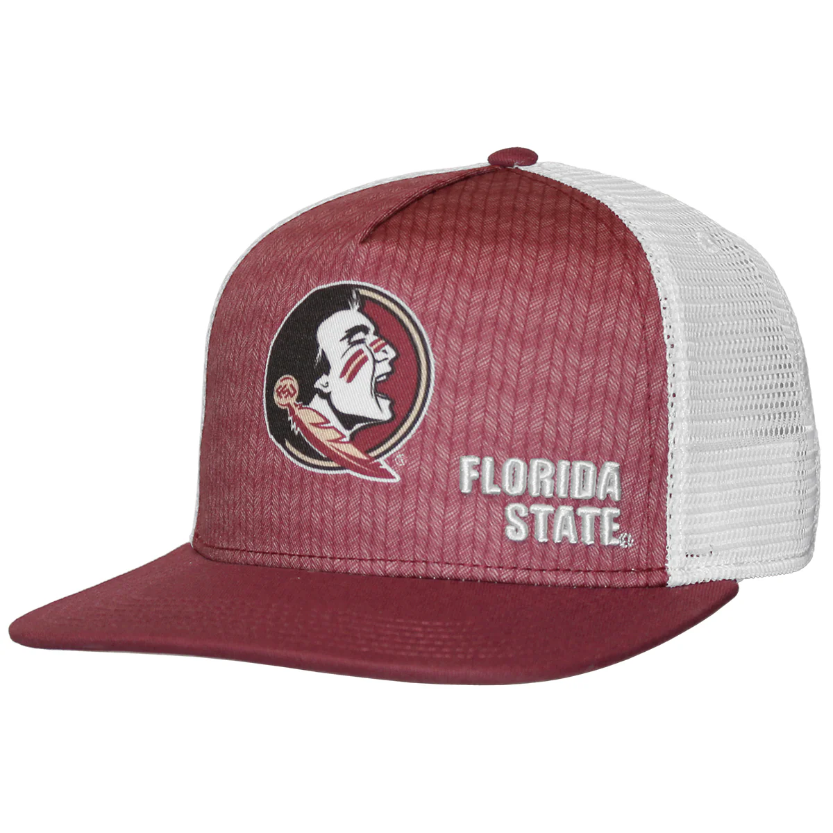 Legacy Seminole Logo/Florida State Adjustable High Crown Flat Bill Cap - Garnet/White - MoB Apparel