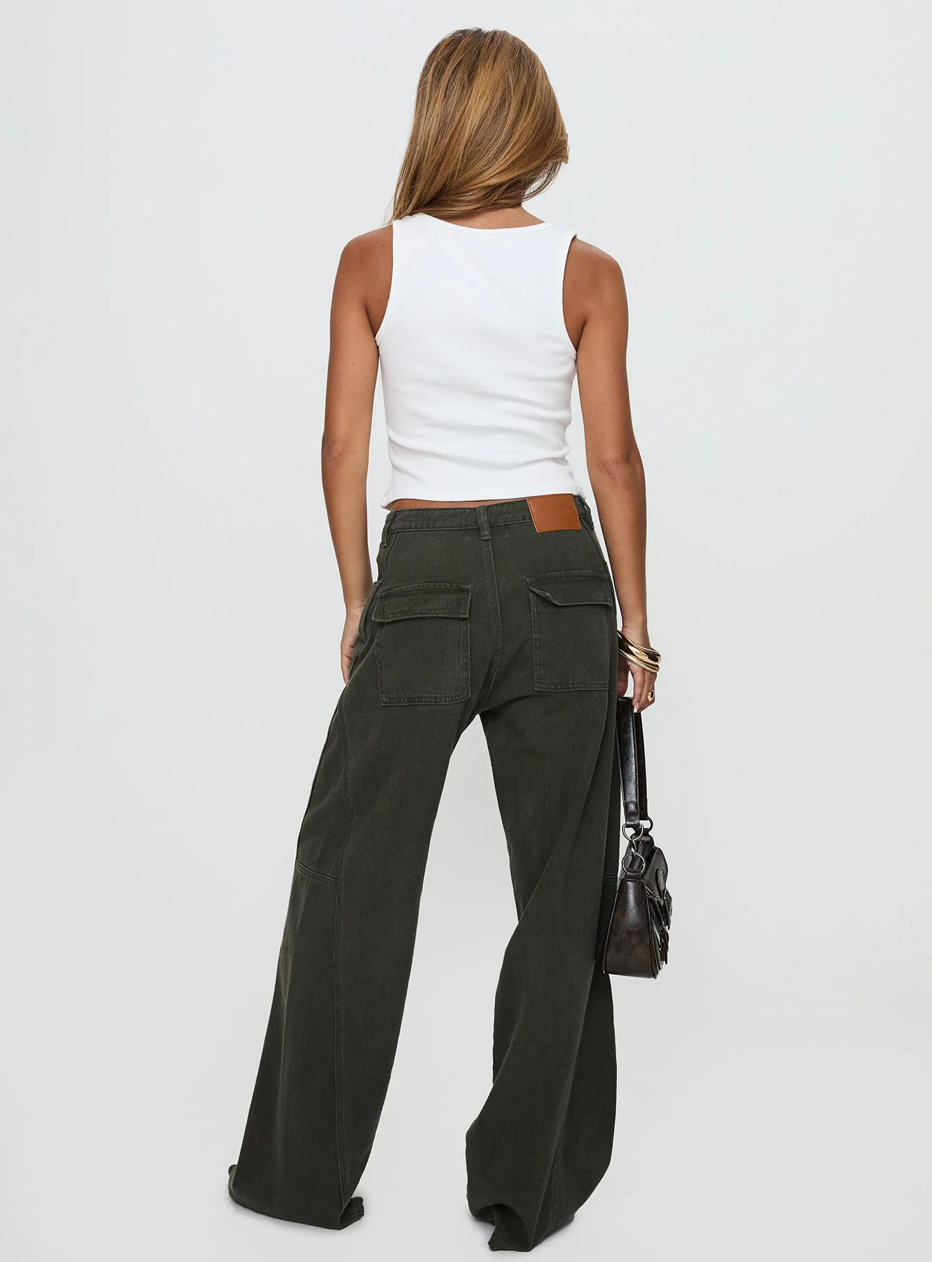 Bruiser Tie Waist Mid Rise Wide Leg Jeans Green