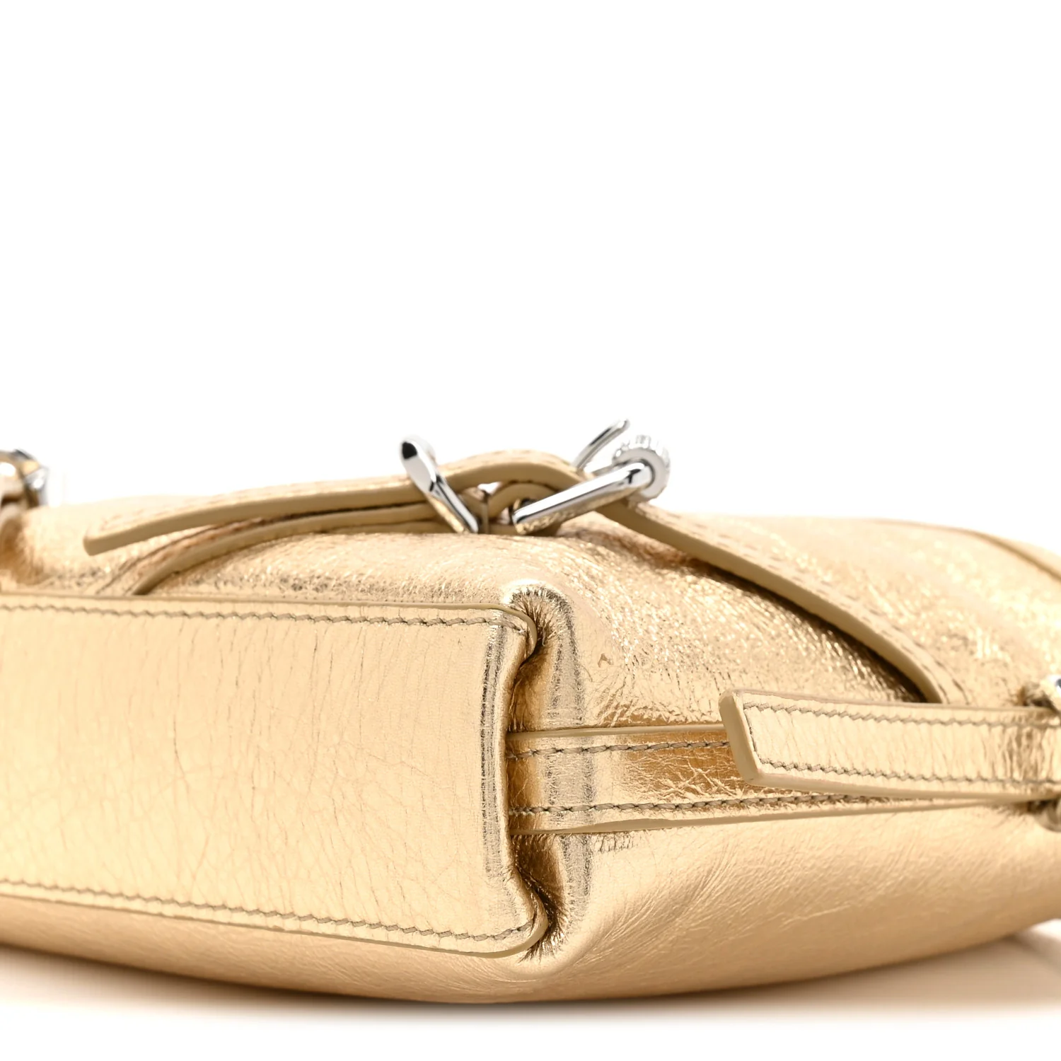 Metallic Tumbled Calfskin Nano Voyou Bag Golden Sand - Top Club