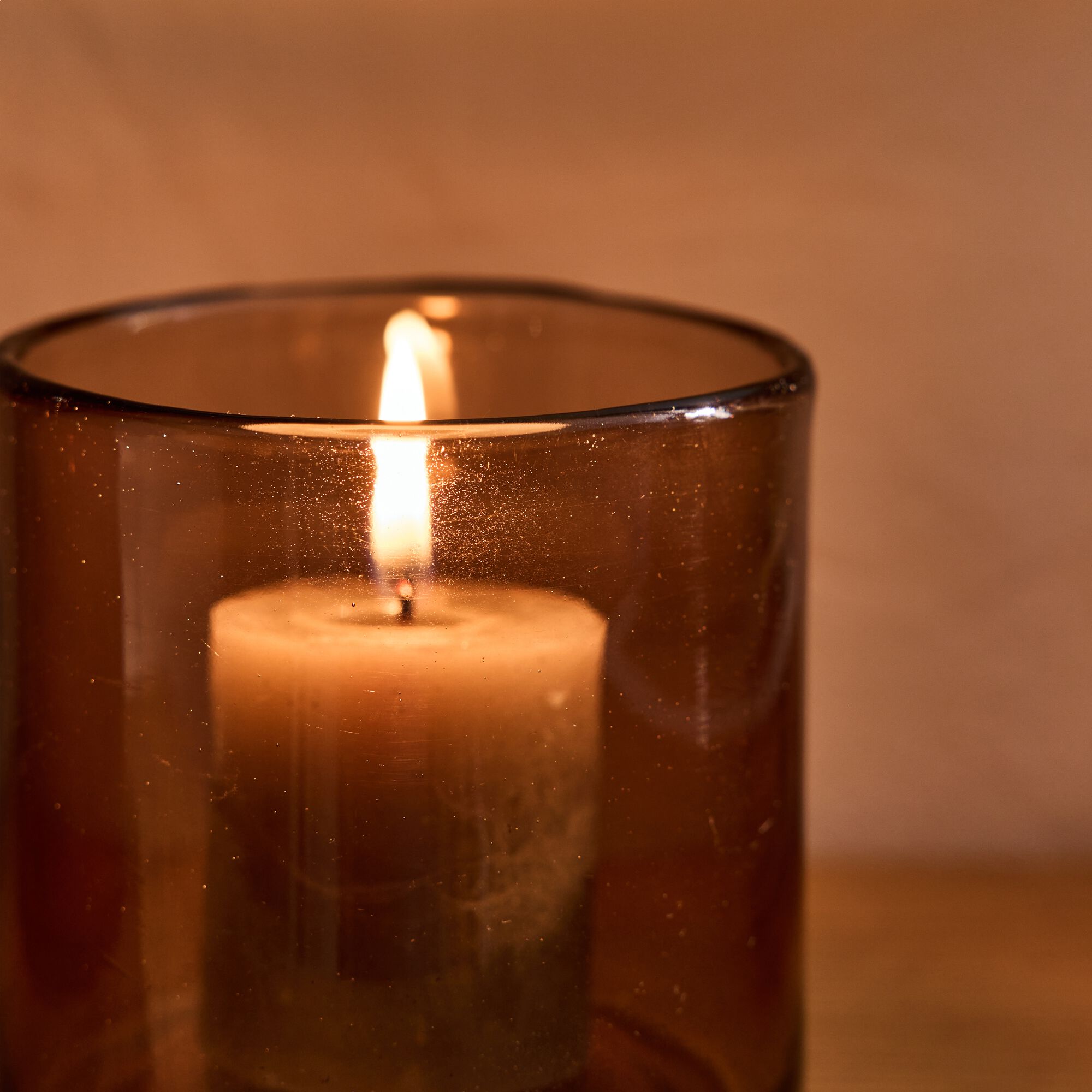 LIOS - Photophore en verre teinté D8cm - brun rustrel