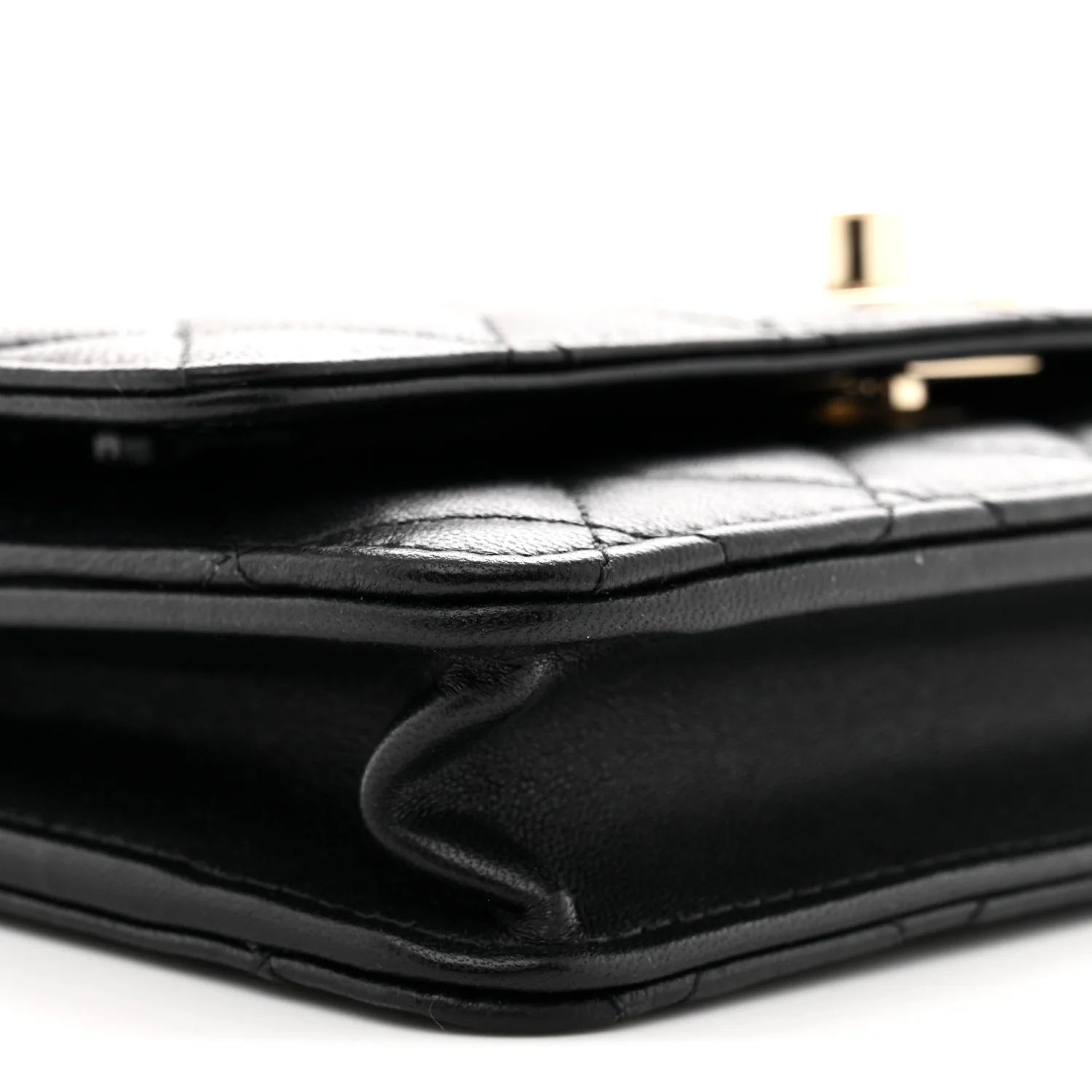 Lambskin Quilted Trendy CC Wallet On Chain WOC Black - Top Club