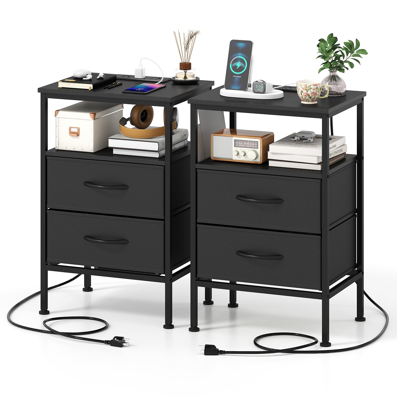 BEFOUNDLOVELY 1/2 Nightstands with Charging Station 24.5